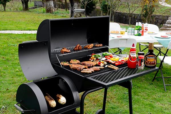 charcoal grill in the backyard